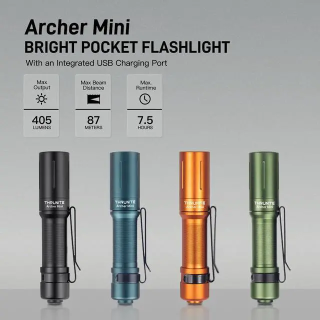 Alt view image 2 of 7 - Archer Mini EDC Flashlight, USB-C Rechargeable Pocket Flashlights 405 Lumens, IPX8 Waterproof Mini Penlight with Clip for Everyday Carry, Inspection and Emergency Use