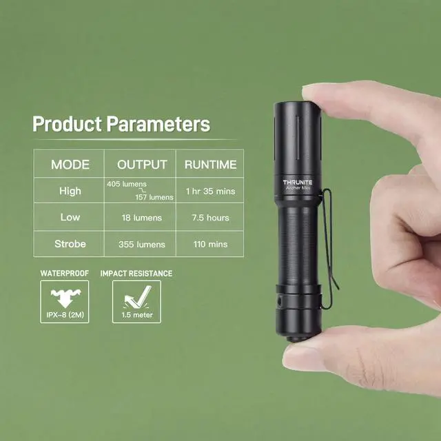 Alt view image 7 of 7 - Archer Mini EDC Flashlight, USB-C Rechargeable Pocket Flashlights 405 Lumens, IPX8 Waterproof Mini Penlight with Clip for Everyday Carry, Inspection and Emergency Use
