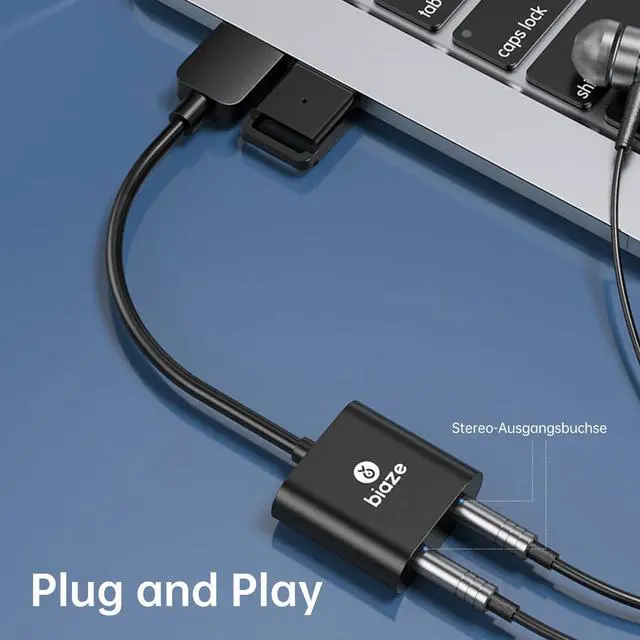 Alt view image 2 of 7 - USB to 3.5mm Jack Audio Adapter External Sound Card with 3.5mm Headphone and Microphone TRS Jack to USB Compatible with Windows, Laptops, Desktops Windows, MAC, Linux, PC, PS5, PS4