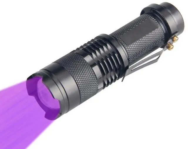 Main image of Mini Zoomable 3 Modes UV Blood Tracking Flashlights for Hunting Ultraviolet LED Blacklight Flashlight Pocket Torch for Money Detector, Cat-Dog-Pet Urine Detector (Battery not Included)