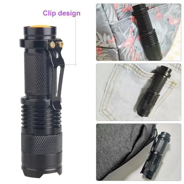 Alt view image 5 of 7 - Mini Zoomable 3 Modes UV Blood Tracking Flashlights for Hunting Ultraviolet LED Blacklight Flashlight Pocket Torch for Money Detector, Cat-Dog-Pet Urine Detector (Battery not Included)