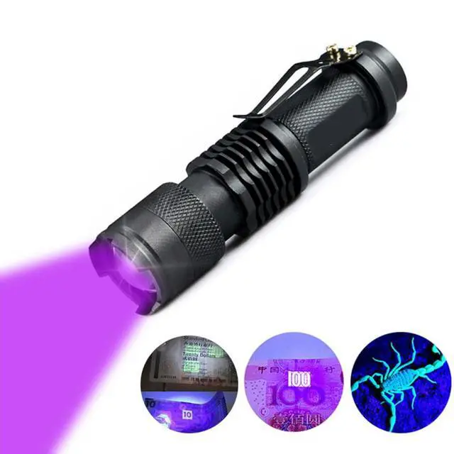 Alt view image 7 of 7 - Mini Zoomable 3 Modes UV Blood Tracking Flashlights for Hunting Ultraviolet LED Blacklight Flashlight Pocket Torch for Money Detector, Cat-Dog-Pet Urine Detector (Battery not Included)