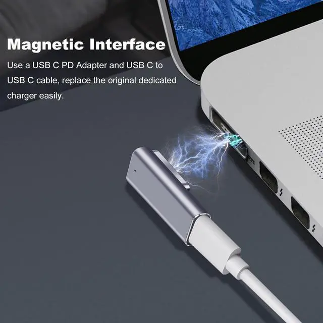 Alt view image 4 of 7 - USB-C to Magnetic Lip Charging Adapter, Female Type C to Male Magnetic1 Converter 100W PD Power Charger Connector Tip, for A1278 A1344 Mac Book Pro 13-inch (2009 2010 2011, by mid-2012)