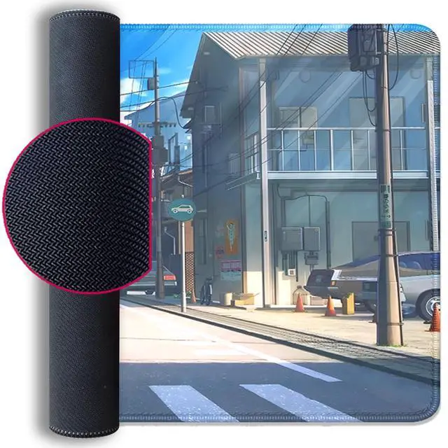 Alt view image 7 of 7 - Anime Tokyo Street Japanese Mouse Pad,Large Extended Gaming Mouse Mat with Stitched Edges,Non-Slip Waterproof Rubber Base Desk Mat for Office Work Home Games Desk Pad(27.5X11.8 in)