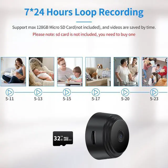 Alt view image 5 of 7 - Small Camera for Spying Room Camera Secret Mini Spy Hidden House Small Nanny Cam with Phone App Video Recording Live Feed Night Vision Pet Baby Monitor