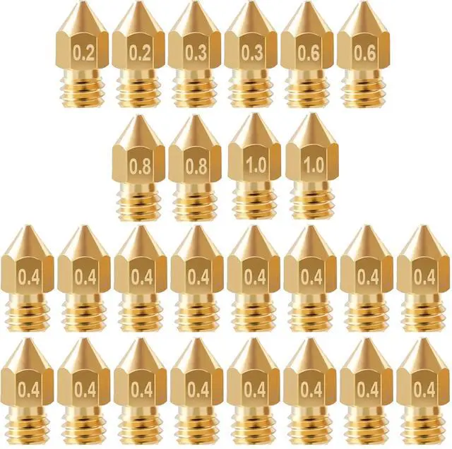 Main image of 26Pcs Ender 3 Nozzles kit, MK8 Nozzles kit, Brass 3D Printer Nozzles 0.2/0.3/0.4/0.6/0.8/1.0mm Compatible for Creality Ender 3 Pro v2/Ender 3 Max/5 Pro/Ender 3 S1/Ender 3 Neo/CR10 3D Printer Nozzle,