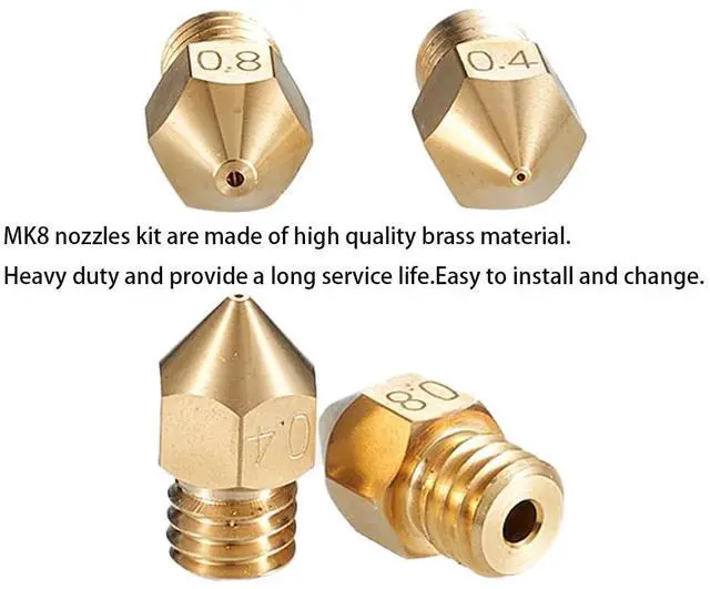Alt view image 2 of 7 - 26Pcs Ender 3 Nozzles kit, MK8 Nozzles kit, Brass 3D Printer Nozzles 0.2/0.3/0.4/0.6/0.8/1.0mm Compatible for Creality Ender 3 Pro v2/Ender 3 Max/5 Pro/Ender 3 S1/Ender 3 Neo/CR10 3D Printer Nozzle,