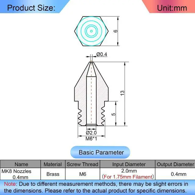 Alt view image 7 of 7 - 26Pcs Ender 3 Nozzles kit, MK8 Nozzles kit, Brass 3D Printer Nozzles 0.2/0.3/0.4/0.6/0.8/1.0mm Compatible for Creality Ender 3 Pro v2/Ender 3 Max/5 Pro/Ender 3 S1/Ender 3 Neo/CR10 3D Printer Nozzle,