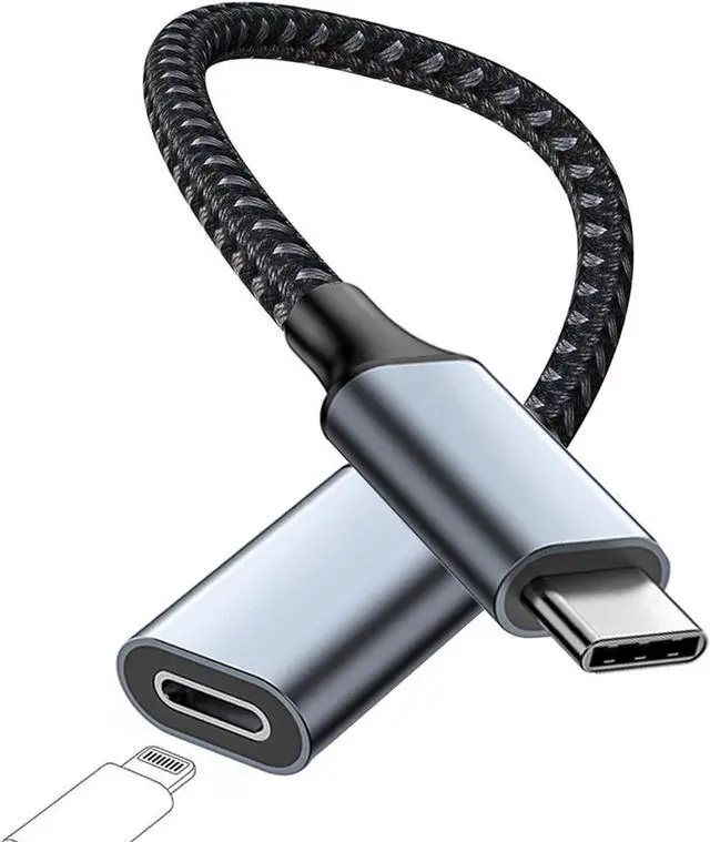 Main image of USB C to Lightning Audio Adapter for iPhone 16 15 Pro Max, USB Type C Male to Lightning Female Headphones Cable Converter Fit with iPad Pro, Galaxy S23 S22, Pixel 7 6, MacBook (Can't Charge & Sync)
