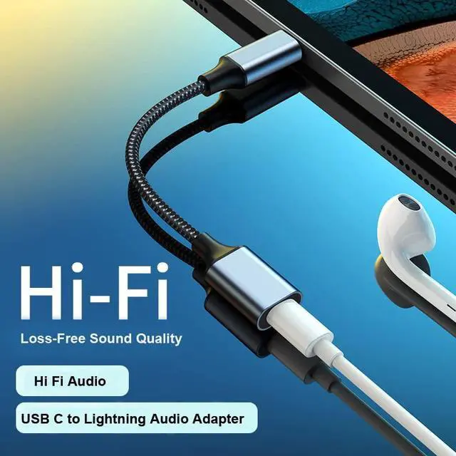 Alt view image 2 of 7 - USB C to Lightning Audio Adapter for iPhone 16 15 Pro Max, USB Type C Male to Lightning Female Headphones Cable Converter Fit with iPad Pro, Galaxy S23 S22, Pixel 7 6, MacBook (Can't Charge & Sync)