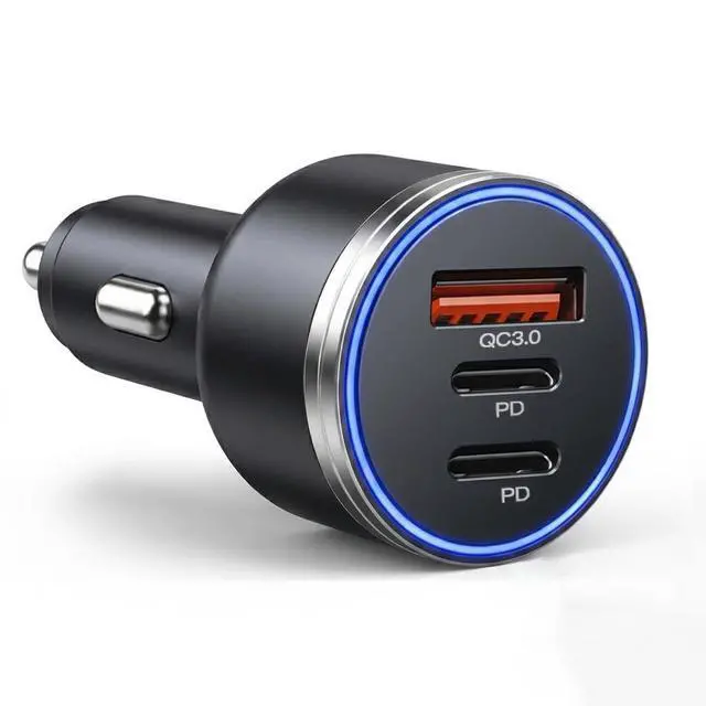 Main image of 67W USB C Car Charger, 3-Port Fast Car Charger Adapter with PD 36W Independent + PD 30W Shared + QC3.0 18W, Compact Cigarette Lighter USB Charger for iPhone 17/17 pro/16, Samsung, iPad, Tablet, Switch