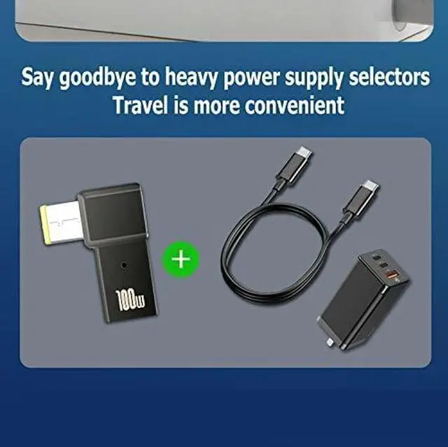 Alt view image 6 of 7 - USB C to Slim Tip Laptop Charging Cable Adapter Male Type C to Square Converter for Thinkpad 100W PD Power Supply Extension Cord for Yoga Ideapad Legion T470s T470 T460s T450 T450s ThinkPad X1 Lenovo
