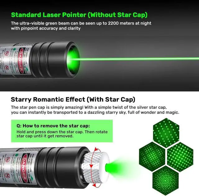 Alt view image 4 of 7 - Long Range High Power Tactical Green Beam Flashlight Laser Pointer rechargeableUSB Laser Pointer Cat Toys with Star Cap Adjustable Focus for Teaching Outdoor Hunting
