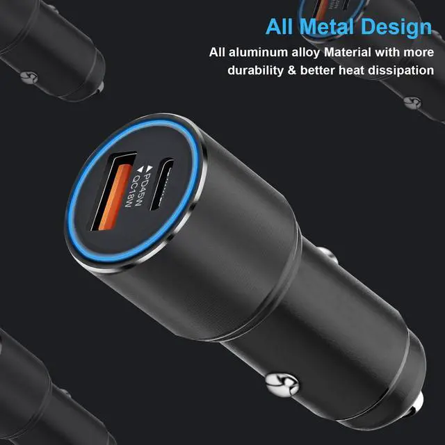 Alt view image 2 of 6 - 63W Super Fast Car Charger and Cable for Samsung Galaxy S25/S25 Plus/S25 Ultra/S24 FE/S23 S22 S24 /S21 S20,A54 5G/A55 5G/A15 A25,Z Fold 4 5/Z FILP,USB C 45W+USB A 18W Adapter Phone Cigarette Lighter