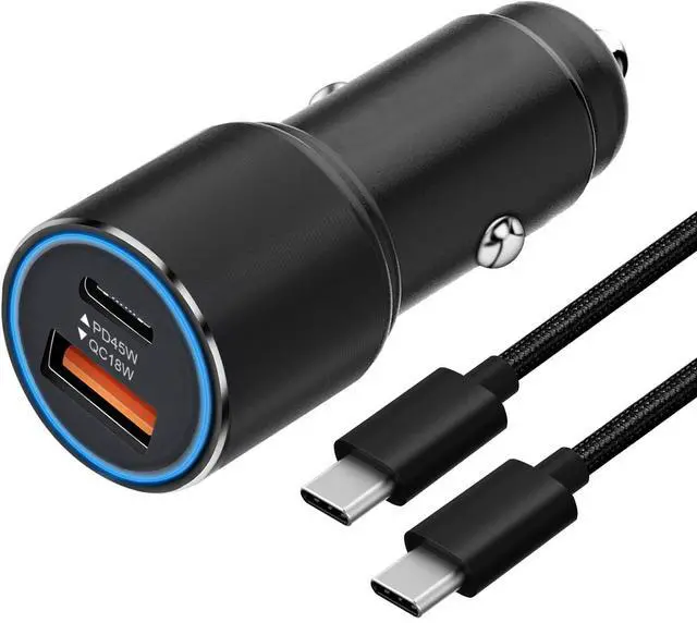 Main image of 63W Super Fast Car Charger and Cable for Samsung Galaxy S25/S25 Plus/S25 Ultra/S24 FE/S23 S22 S24 /S21 S20,A54 5G/A55 5G/A15 A25,Z Fold 4 5/Z FILP,USB C 45W+USB A 18W Adapter Phone Cigarette Lighter