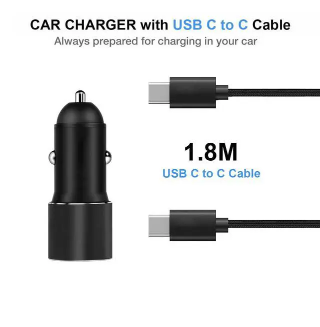 Alt view image 5 of 6 - 63W Super Fast Car Charger and Cable for Samsung Galaxy S25/S25 Plus/S25 Ultra/S24 FE/S23 S22 S24 /S21 S20,A54 5G/A55 5G/A15 A25,Z Fold 4 5/Z FILP,USB C 45W+USB A 18W Adapter Phone Cigarette Lighter