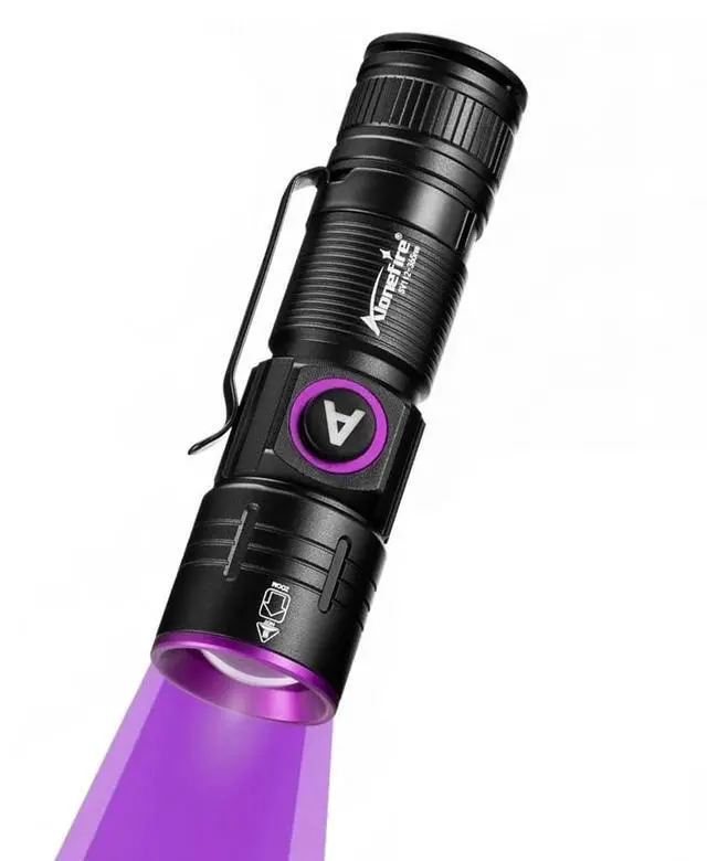 Main image of 1SV112 Mini 365nm UV Flashlight USB Rechargeable Zoom Woods Lamp Money Detector Black Light for Pet Urine Detection, Scorpion, Fishing, Minerals, Rocks with Built-in Battery