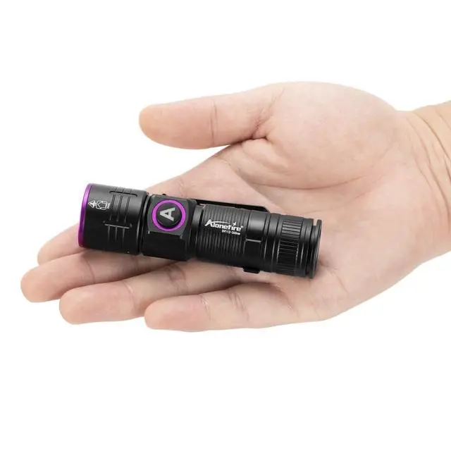 Alt view image 6 of 6 - 1SV112 Mini 365nm UV Flashlight USB Rechargeable Zoom Woods Lamp Money Detector Black Light for Pet Urine Detection, Scorpion, Fishing, Minerals, Rocks with Built-in Battery