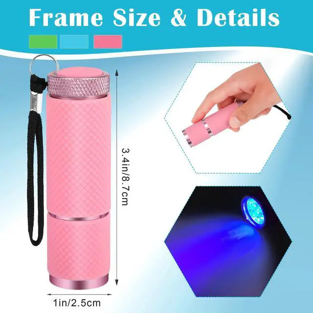 Alt view image 2 of 6 - 13pcs Black Light Flashlight, U,V LED Flashlight, Portable Ultraviolet Light 395nm, Small Glow Flashlights with 9 LED U,V Lights for Pet Urine, Counterfeit, Scorpion Detection