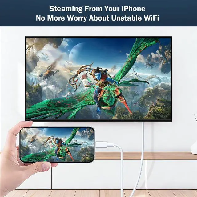 Alt view image 6 of 7 - USB C to HDMI Adapter Cable 6ft, 4K@60Hz Type C to HDMI 2.0 Cord, Thunderbolt 3/4 Compatible for iPhone 17/16/15 Series, MacBook, iMac, iPad Pro, Galaxy S24, Surface, HDTV Monitor
