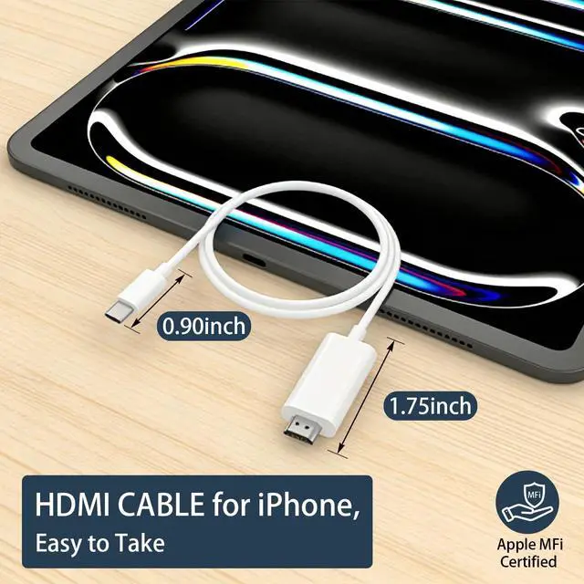 Alt view image 3 of 7 - USB C to HDMI Adapter Cable 6ft, 4K@60Hz Type C to HDMI 2.0 Cord, Thunderbolt 3/4 Compatible for iPhone 17/16/15 Series, MacBook, iMac, iPad Pro, Galaxy S24, Surface, HDTV Monitor