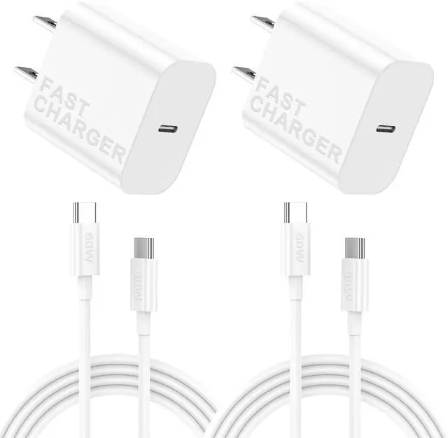 Main image of Fast Charger for iPhone 17 16 152 Pack 60W USBC to USBC Cable Cord with 20W Apple iPad USB C Wall Chrager Type-c Block (White, 6ft)