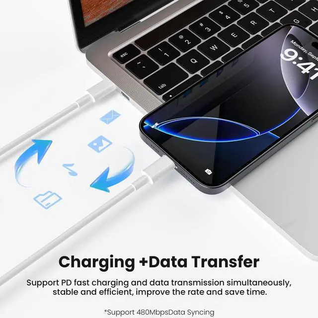Alt view image 7 of 7 - Fast Charger for iPhone 17 16 152 Pack 60W USBC to USBC Cable Cord with 20W Apple iPad USB C Wall Chrager Type-c Block (White, 6ft)