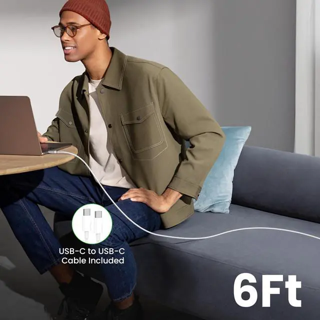 Alt view image 6 of 7 - Fast Charger for iPhone 17 16 152 Pack 60W USBC to USBC Cable Cord with 20W Apple iPad USB C Wall Chrager Type-c Block (White, 6ft)