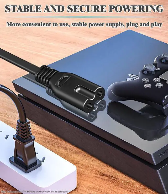 Alt view image 4 of 7 - AC Power Cord 6Ft for Xbox Series X/S,Xbox One X/S, Sony PS4 PS5 PS3 Slim PlayStation5 4, TV, Printer, Speaker Universal 2 Prong Power Cable Replacement
