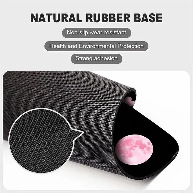 Alt view image 4 of 6 - Square Mouse Pad Pink Cherry Blossoms Moon, Personalized Premium-Textured Custom Mouse Mat Design, Washable Mousepad Cloth, Non-Slip Rubber Base Computer Mouse Pads for Wireless Mouse