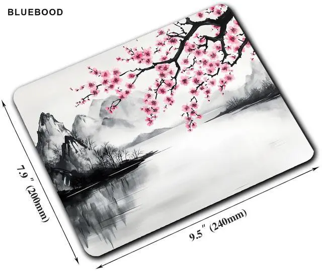 Alt view image 2 of 7 - Japanese Cherry Blossom Mouse Pads for Desk, Portable Computer Small Mouse pad for Wireless Laptop, 9.5" x 7.9" Non-Slip Rubber Base Design Smooth Surface Mousepad for Home & Office & Travel