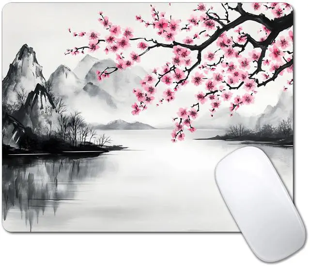 Main image of Japanese Cherry Blossom Mouse Pads for Desk, Portable Computer Small Mouse pad for Wireless Laptop, 9.5" x 7.9" Non-Slip Rubber Base Design Smooth Surface Mousepad for Home & Office & Travel