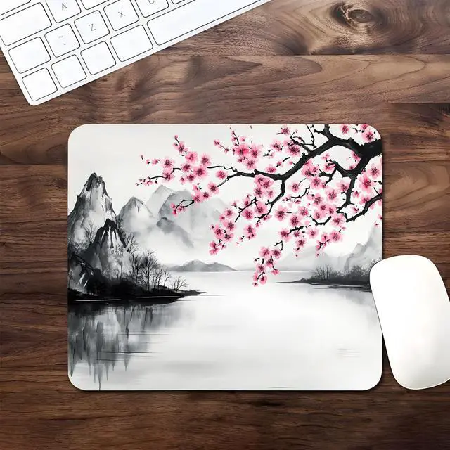 Alt view image 6 of 7 - Japanese Cherry Blossom Mouse Pads for Desk, Portable Computer Small Mouse pad for Wireless Laptop, 9.5" x 7.9" Non-Slip Rubber Base Design Smooth Surface Mousepad for Home & Office & Travel