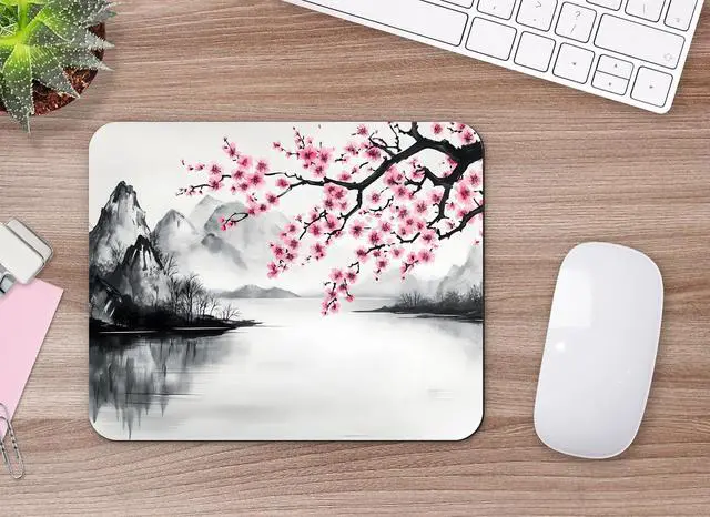 Alt view image 5 of 7 - Japanese Cherry Blossom Mouse Pads for Desk, Portable Computer Small Mouse pad for Wireless Laptop, 9.5" x 7.9" Non-Slip Rubber Base Design Smooth Surface Mousepad for Home & Office & Travel