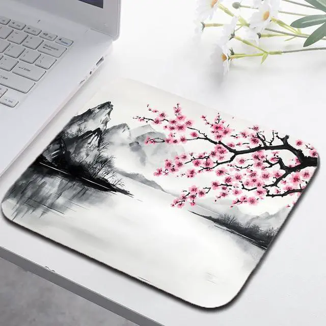 Alt view image 7 of 7 - Japanese Cherry Blossom Mouse Pads for Desk, Portable Computer Small Mouse pad for Wireless Laptop, 9.5" x 7.9" Non-Slip Rubber Base Design Smooth Surface Mousepad for Home & Office & Travel