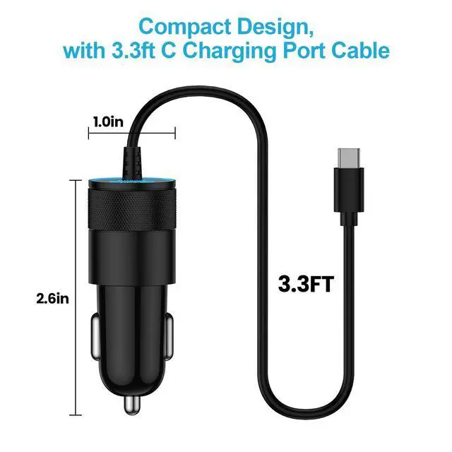 Alt view image 5 of 7 - 48W USB C Fast Car Charger for Samsung Galaxy Z Fold 7 6 5 4 3 Flip 7 FE 6 5 4 3 5G, Z Trifold, Tri Fold, S24 S23 S22 S21 Ultra FE Plus 5G, Vehicle Phone Adapter Auto Automobile Plug Type C 3ft Cable