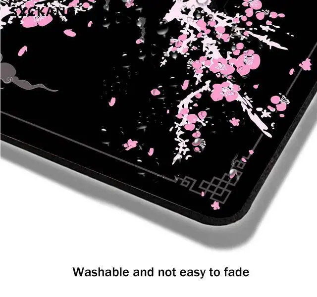 Alt view image 6 of 6 - Japanese Aesthetic Mouse Pad, Pink Cherry Blossom Mousepad, Black Cute Small Mouse Mat for Work, Game, Office, Home, Computer Accessories - Japan Sakura Flowers Art, 9.5" x 7.9"