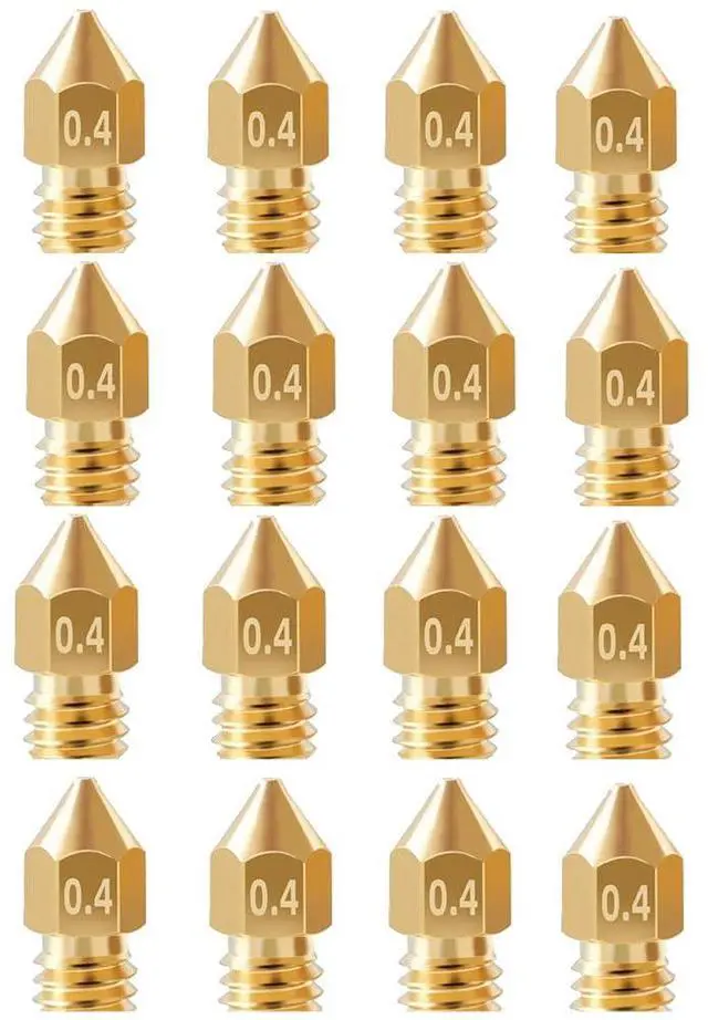 Main image of 16Pcs Ender 3 Nozzles 0.4mm, MK8 Extruder Nozzles 0.4mm Compatible for Creality Ender 3 v2/Ender 3 Pro/Ender 3 Max/Ender 5 Pro/Ender 3 S1/Ender 3 Neo/CR-10 Series 3D Printer Brass Nozzles,
