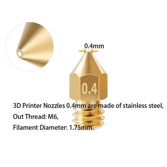 Alt view image 6 of 6 - 16Pcs Ender 3 Nozzles 0.4mm, MK8 Extruder Nozzles 0.4mm Compatible for Creality Ender 3 v2/Ender 3 Pro/Ender 3 Max/Ender 5 Pro/Ender 3 S1/Ender 3 Neo/CR-10 Series 3D Printer Brass Nozzles,