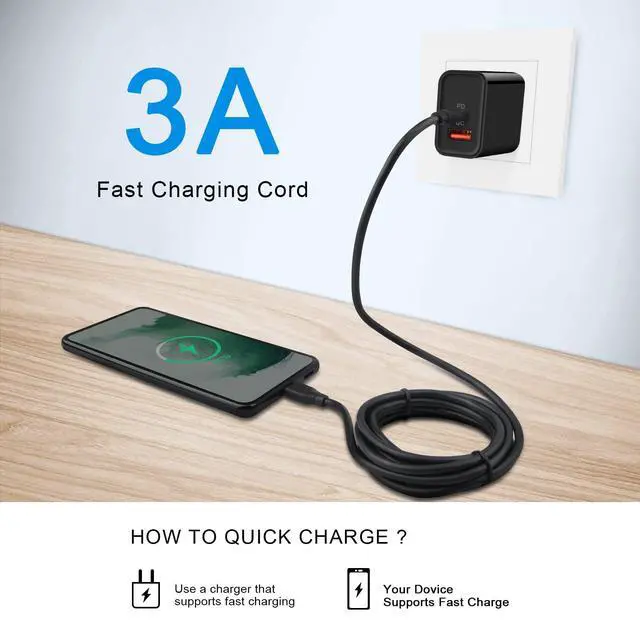 Alt view image 2 of 7 - USB C to USB C Cable,60W 2Pack Type C to Type C Fast Charging Cord 6ft C Phone Charger Cable for Samsung Galaxy S25 S24 S23 Ultra S22 A53 A03S A04S A16 A15 A14 A23 A13 5G S21 S20 S10 Z Fold Flip 7