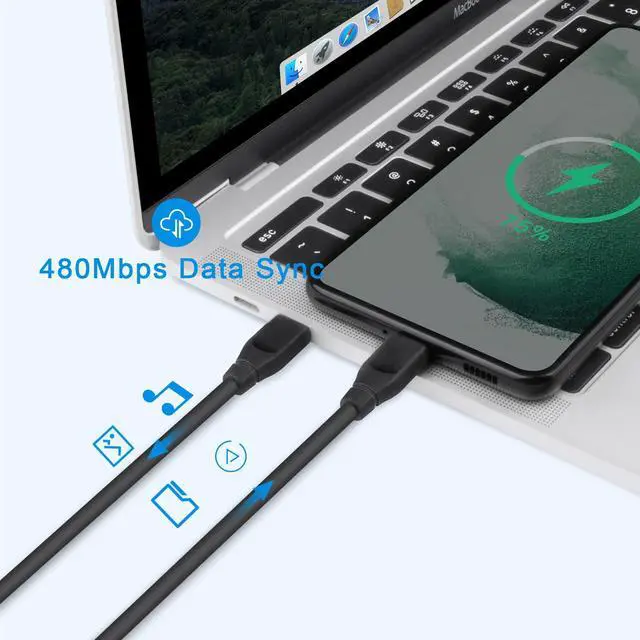 Alt view image 4 of 7 - USB C to USB C Cable,60W 2Pack Type C to Type C Fast Charging Cord 6ft C Phone Charger Cable for Samsung Galaxy S25 S24 S23 Ultra S22 A53 A03S A04S A16 A15 A14 A23 A13 5G S21 S20 S10 Z Fold Flip 7