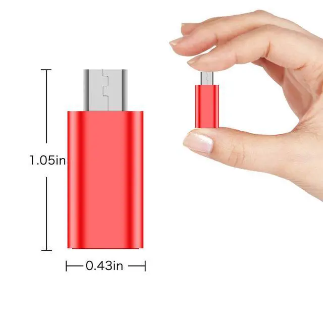 Alt view image 5 of 6 - USB C to Micro USB Adapter, (4-Pack) Type C Female to Micro USB Male Convert Connector Support Charge Data Sync Compatible with Samsung Galaxy S7/S7 Edge, Nexus 5/6 and Micro USB Devices (Red)