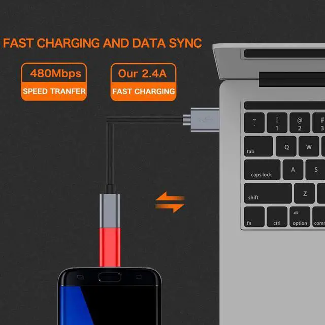 Alt view image 4 of 6 - USB C to Micro USB Adapter, (4-Pack) Type C Female to Micro USB Male Convert Connector Support Charge Data Sync Compatible with Samsung Galaxy S7/S7 Edge, Nexus 5/6 and Micro USB Devices (Red)