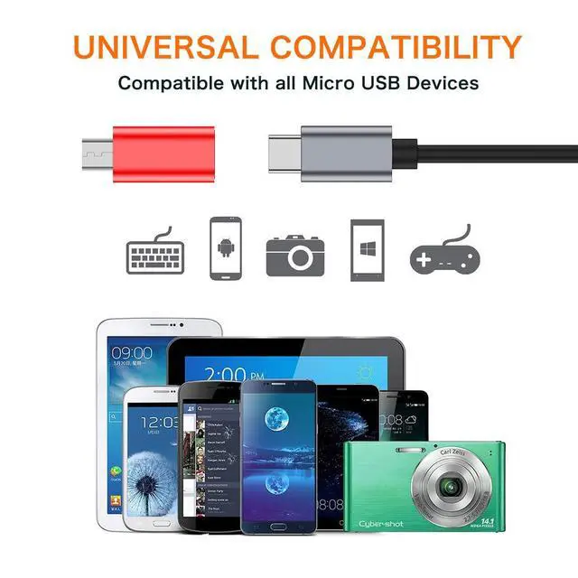Alt view image 6 of 6 - USB C to Micro USB Adapter, (4-Pack) Type C Female to Micro USB Male Convert Connector Support Charge Data Sync Compatible with Samsung Galaxy S7/S7 Edge, Nexus 5/6 and Micro USB Devices (Red)