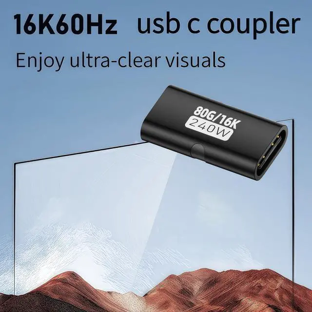 Alt view image 4 of 6 - 5 Pack USB C Coupler, USB C Female to Female Adapter with 80Gbps Data Transfer, 240W Fast Charging, Compatible with Thunderbolt 4/3,16K/8K Video Support, Black