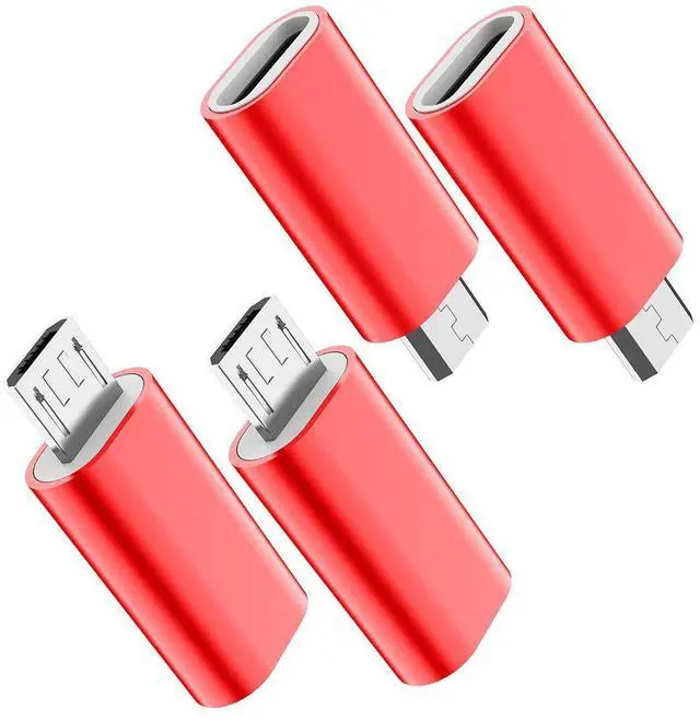 Main image of USB C to Micro USB Adapter, (4-Pack) Type C Female to Micro USB Male Convert Connector Support Charge Data Sync Compatible with Samsung Galaxy S7/S7 Edge, Nexus 5/6 and Micro USB Devices (Red)