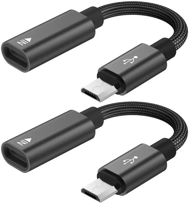 Main image of USB C to Micro USB Adapter, KUXIYAN (2 Pack) Type C Female to Micro USB Male Charger Connector Support Charge & Sync Compatible with Samsung Galaxy S7 Edge S6, LG Nexus 5 4 and Micro USB Devices-Black