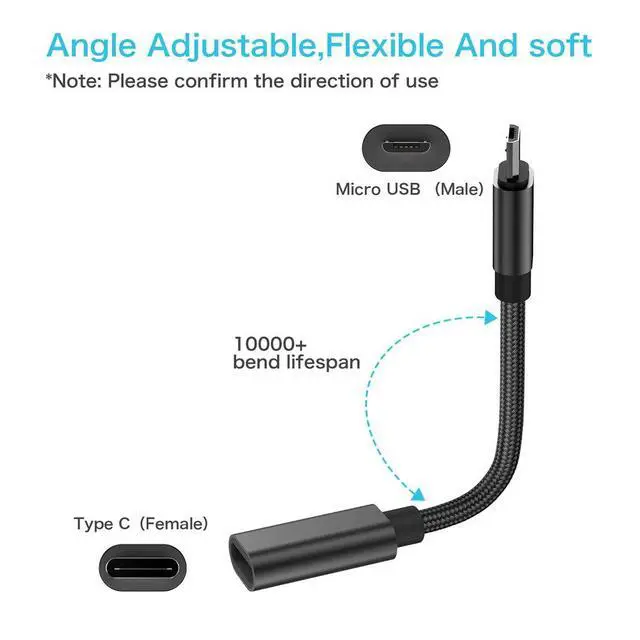 Alt view image 2 of 5 - USB C to Micro USB Adapter, KUXIYAN (2 Pack) Type C Female to Micro USB Male Charger Connector Support Charge & Sync Compatible with Samsung Galaxy S7 Edge S6, LG Nexus 5 4 and Micro USB Devices-Black