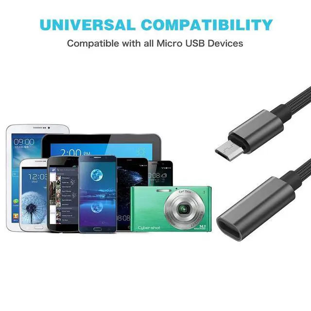 Alt view image 5 of 5 - USB C to Micro USB Adapter, KUXIYAN (2 Pack) Type C Female to Micro USB Male Charger Connector Support Charge & Sync Compatible with Samsung Galaxy S7 Edge S6, LG Nexus 5 4 and Micro USB Devices-Black