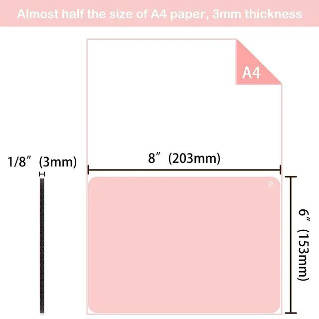 Alt view image 3 of 7 - Small Mouse Pad 6 x 8 Inch, Mini Mouse Pad Thick for Laptop Wireless Mouse Home Office Travel, Portable & Washable (Pink)